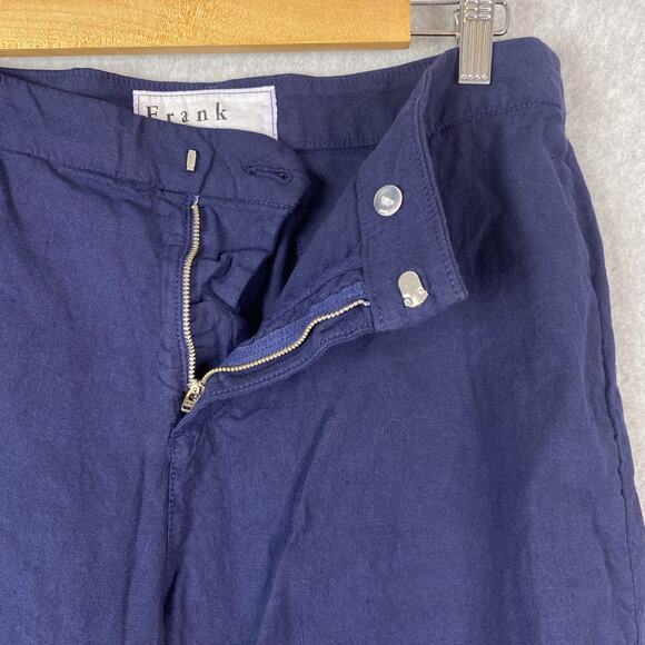 Frank & Eileen Womens 12 Navy Blue Kinsale Cotton Linen Blend Pants - Picture 4 of 9